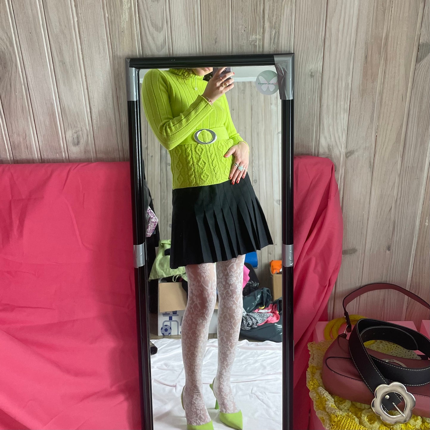 Neon green y2k sweater