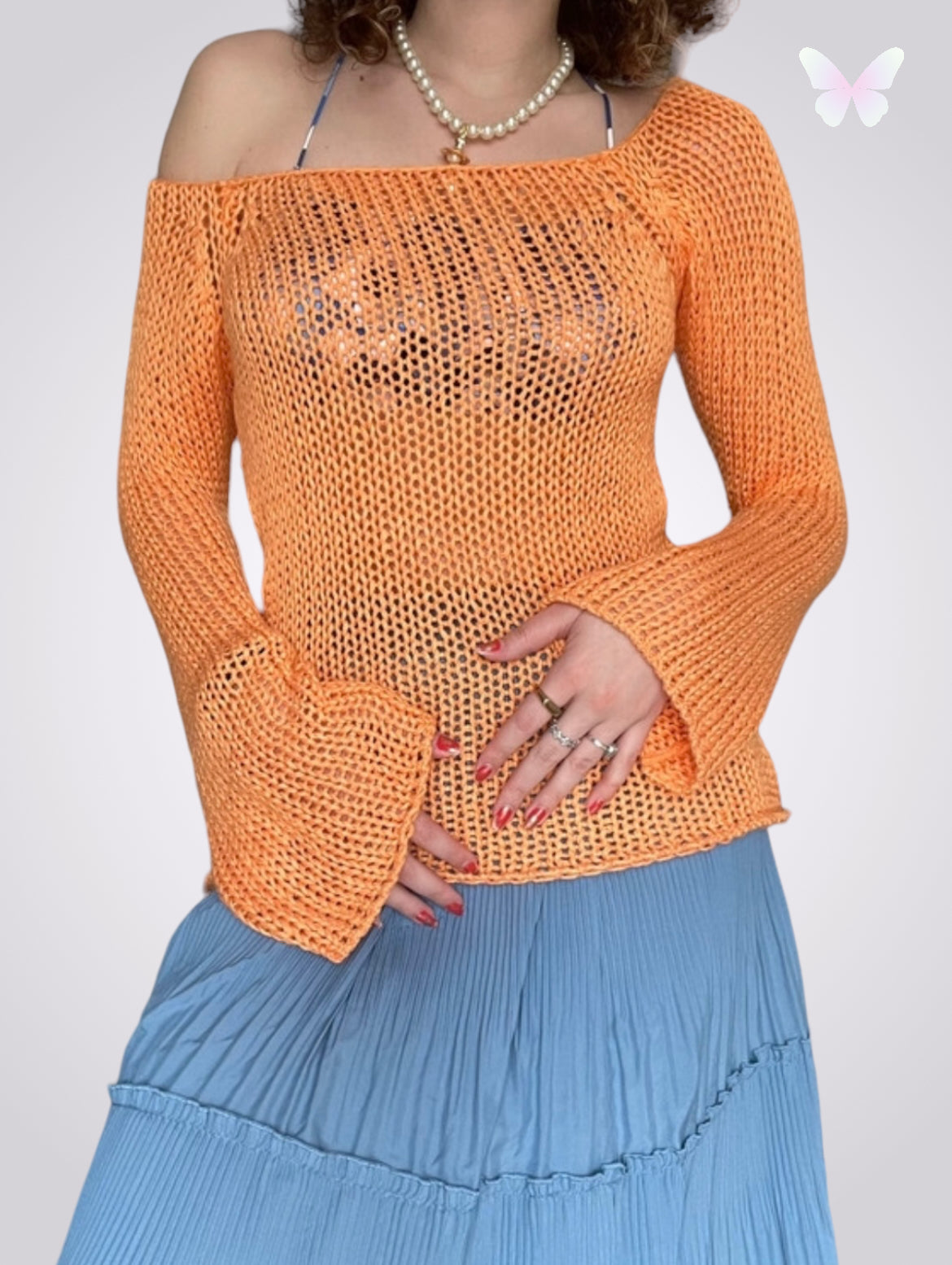 Orange knit sweater | M