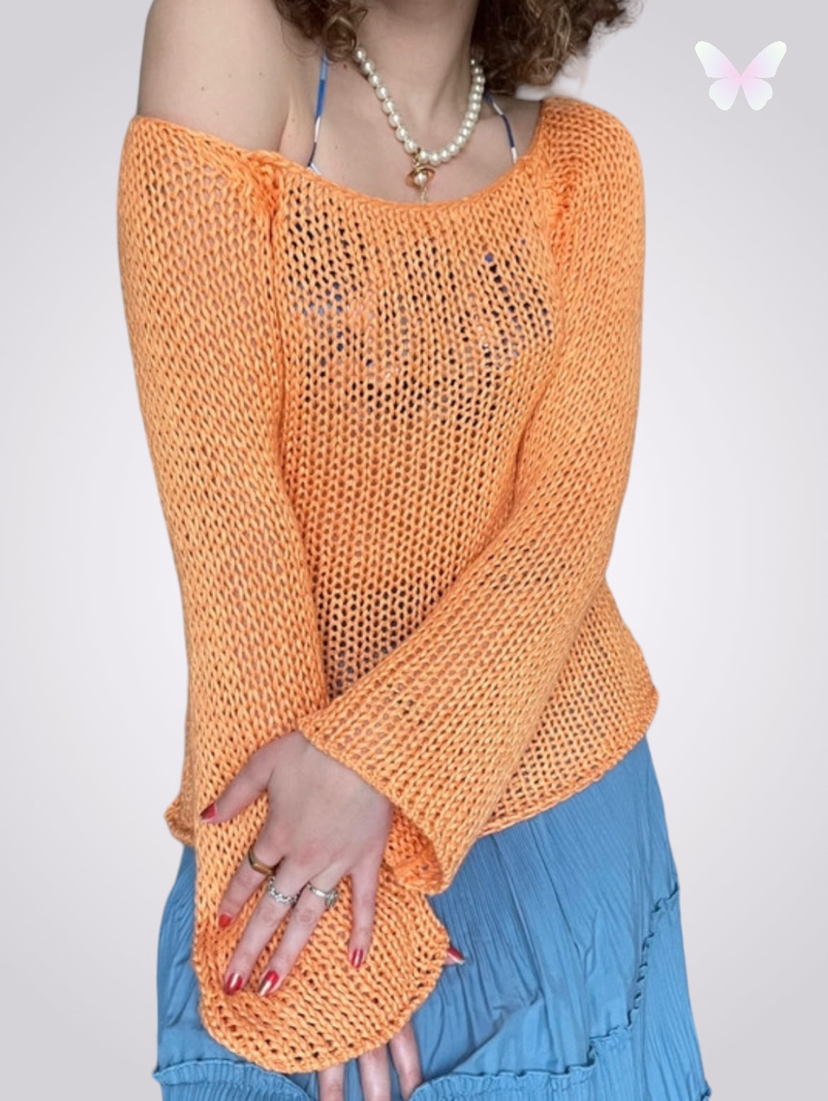 Orange knit sweater | M