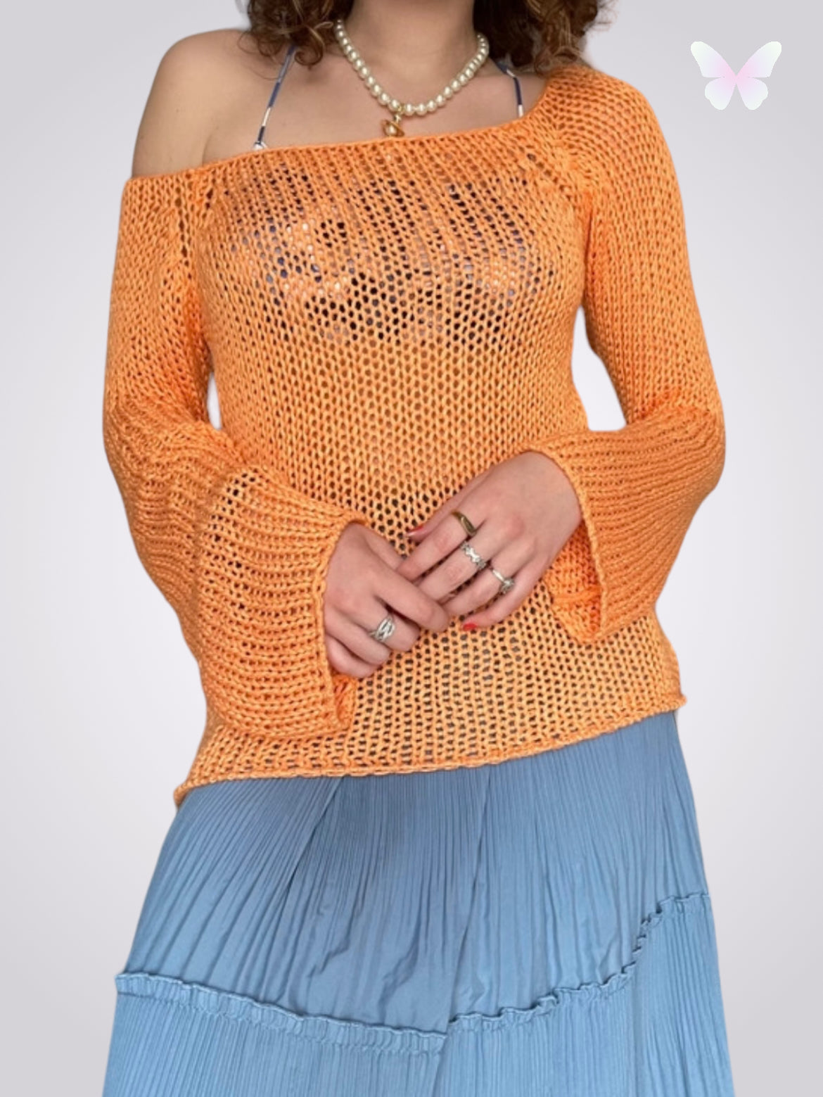 Orange knit sweater | M