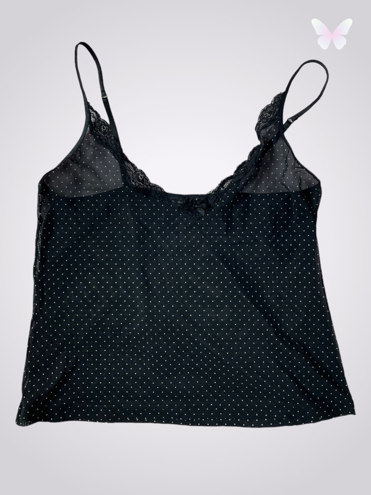 Black top with white polka dots | L